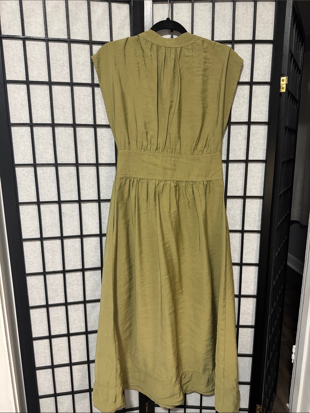ba&sh Dove Olive Green Wrap Midi Dress with Double Buckle Waist - Picture 14 of 16